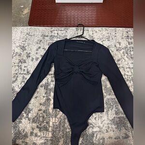 Abercrombie & Fitch Double Layered Seamless Cutout Bodysuit Black Size Small